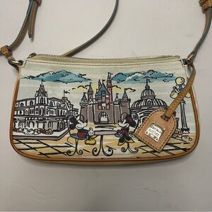 Dooney and Bourke Disney Mickey Minnie Castle Cafe Clutch Crossbody Bag